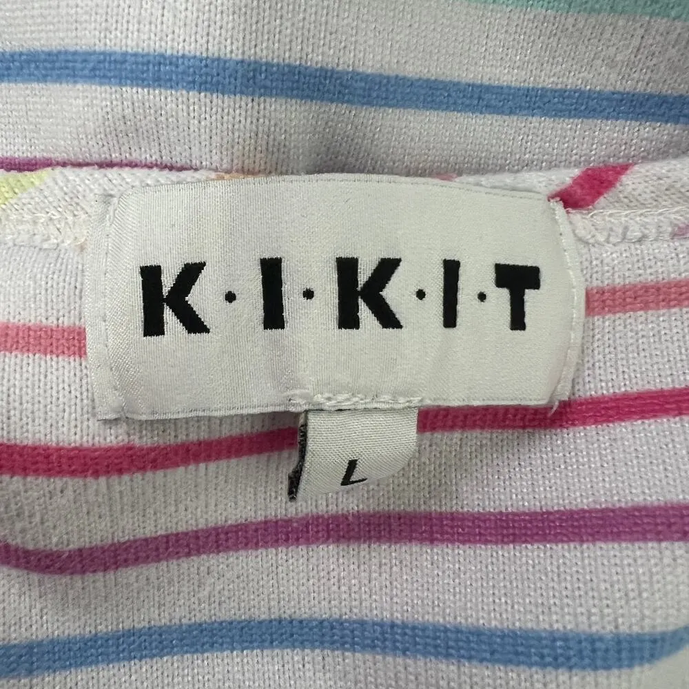 KIKIT Multicolor 80s Retro Chic Coquette Soft Girl Henley Tank Top Women's Large White - Image 2