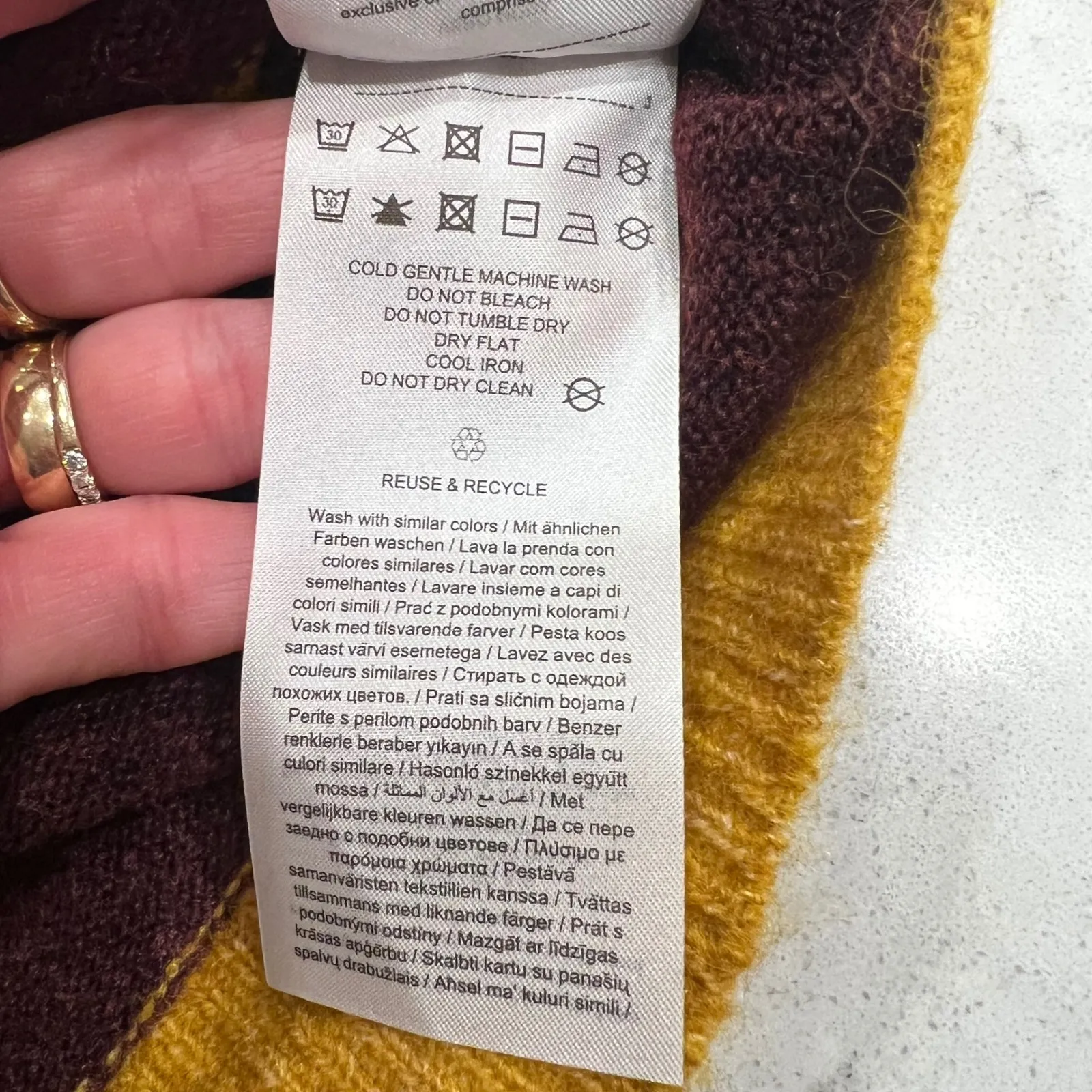 NWT Vero Moda Bohme Striped Sweater - Mustard, Burgundy, Pink - Size Small - Image 6