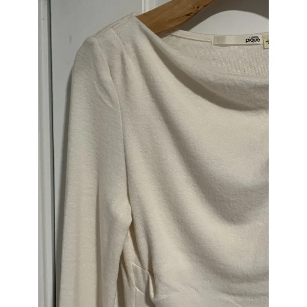 Gelato Pique Draped Sweater Womens OS Ivory Long Sleeve Soft NWT Size M - Image 2