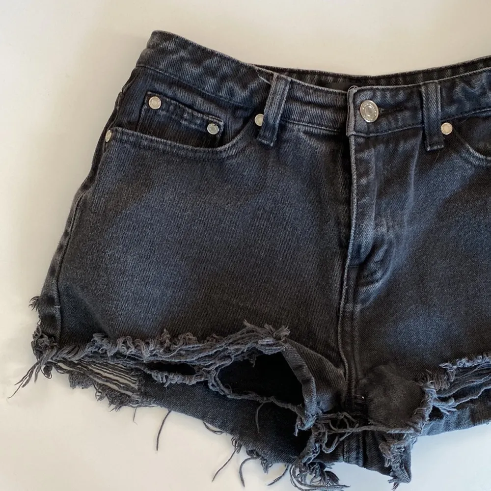 Missguided Black Cutoff Denim Shorts Size 4 - Image 3