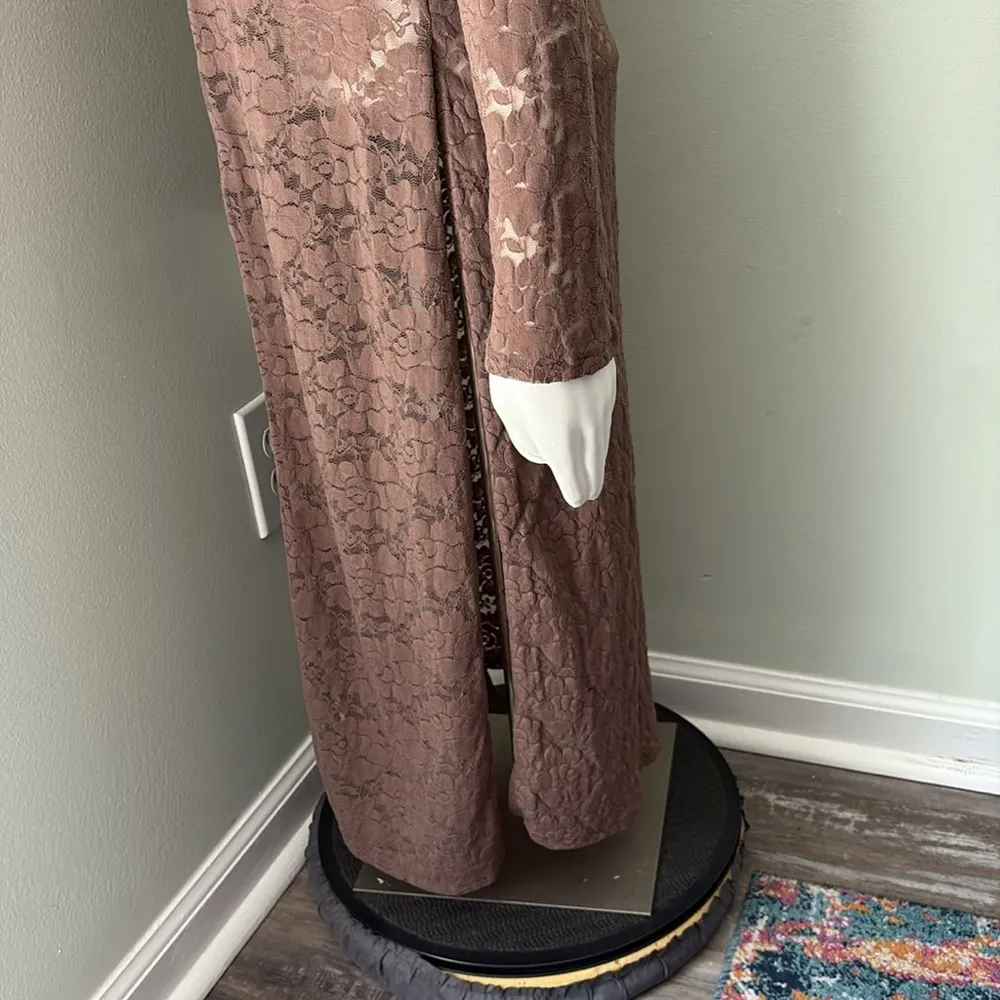 ANTHROPOLOGIE Maeve Brown Lace Button Down Blouse Small - Image 12