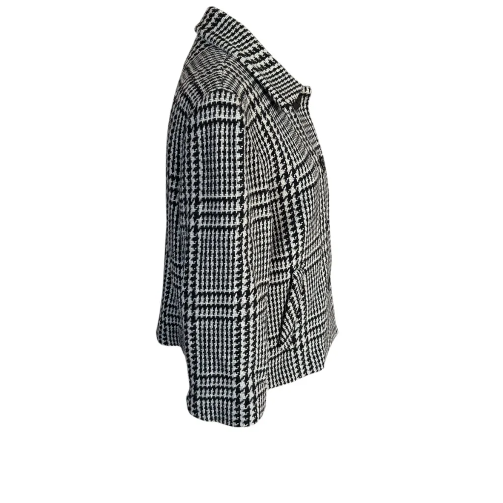 Lauren Ralph Lauren black and cream long sleeve collared lined wool pea coat 8 - Image 4