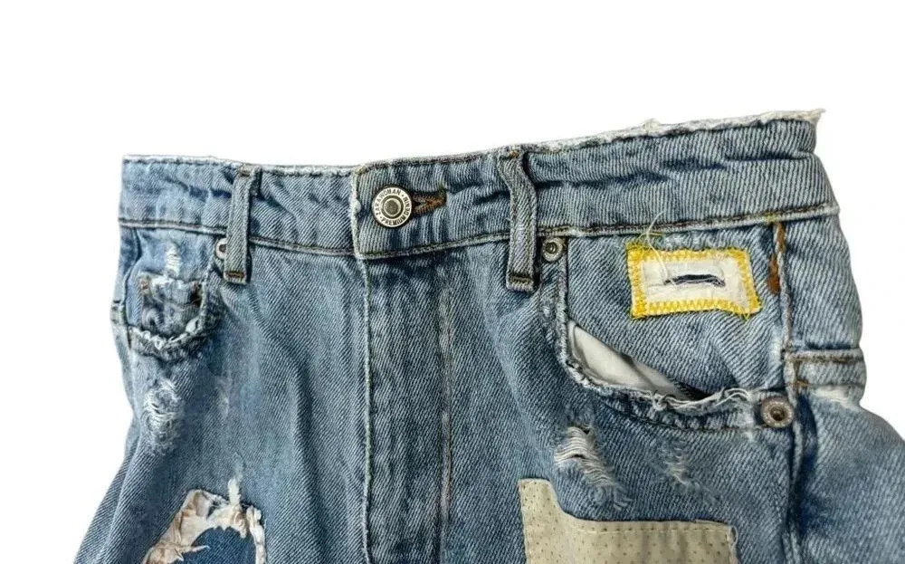 Zara Distressed Destroyed Mixed Patchwork Festival Customized Premium Jeans Sz 2 - Image 6
