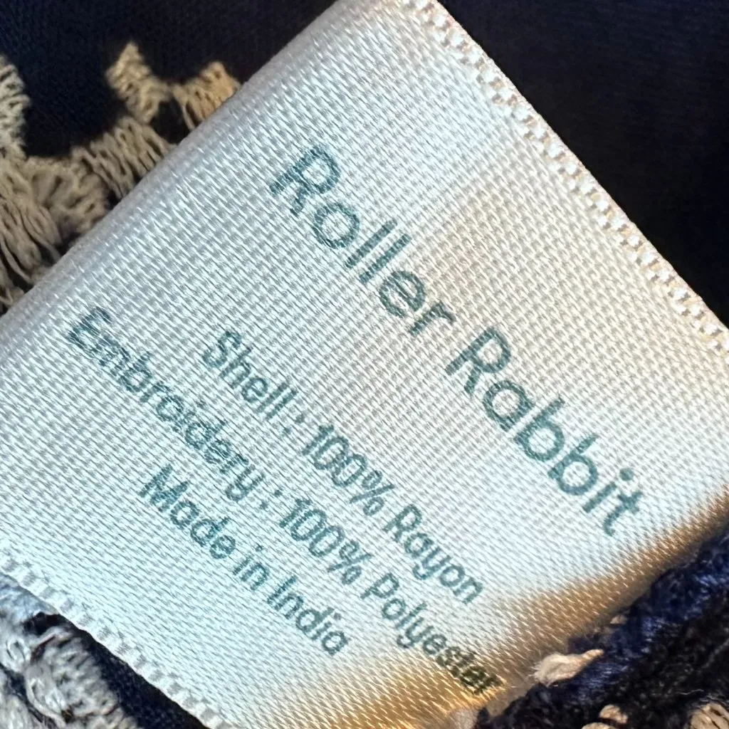 Roller Rabbit Sleeveless Navy Dress Embroidered Tiered Button-Down Size Medium - Image 11