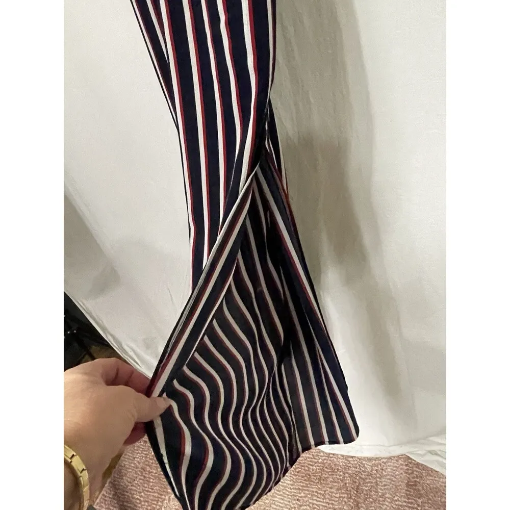 Monteau LA Wide Leg Size XL Jumpsuit Dark Navy Color with White & Red Stripes - Image 5
