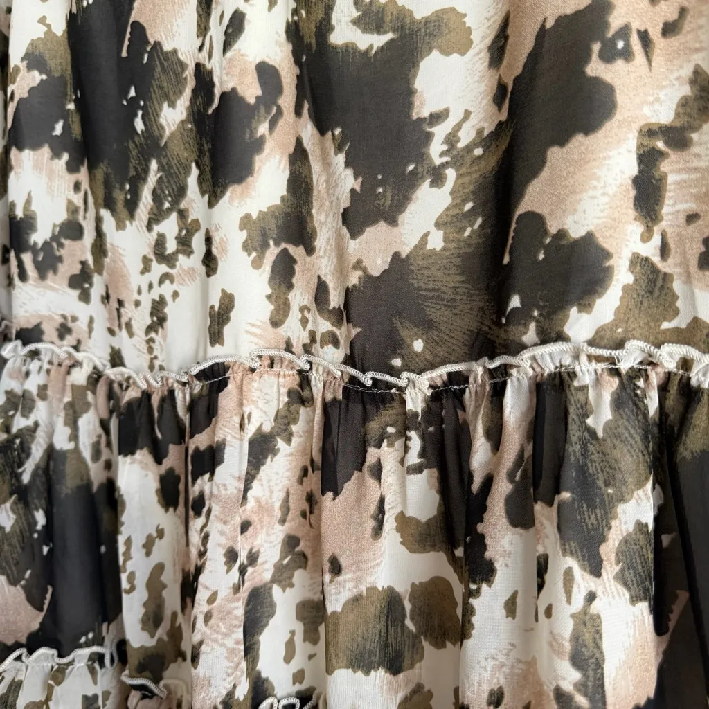 Oversized Smocked Peasant Blouse Size Small Sheer Lined Flowy Brown Boho Top - Image 10