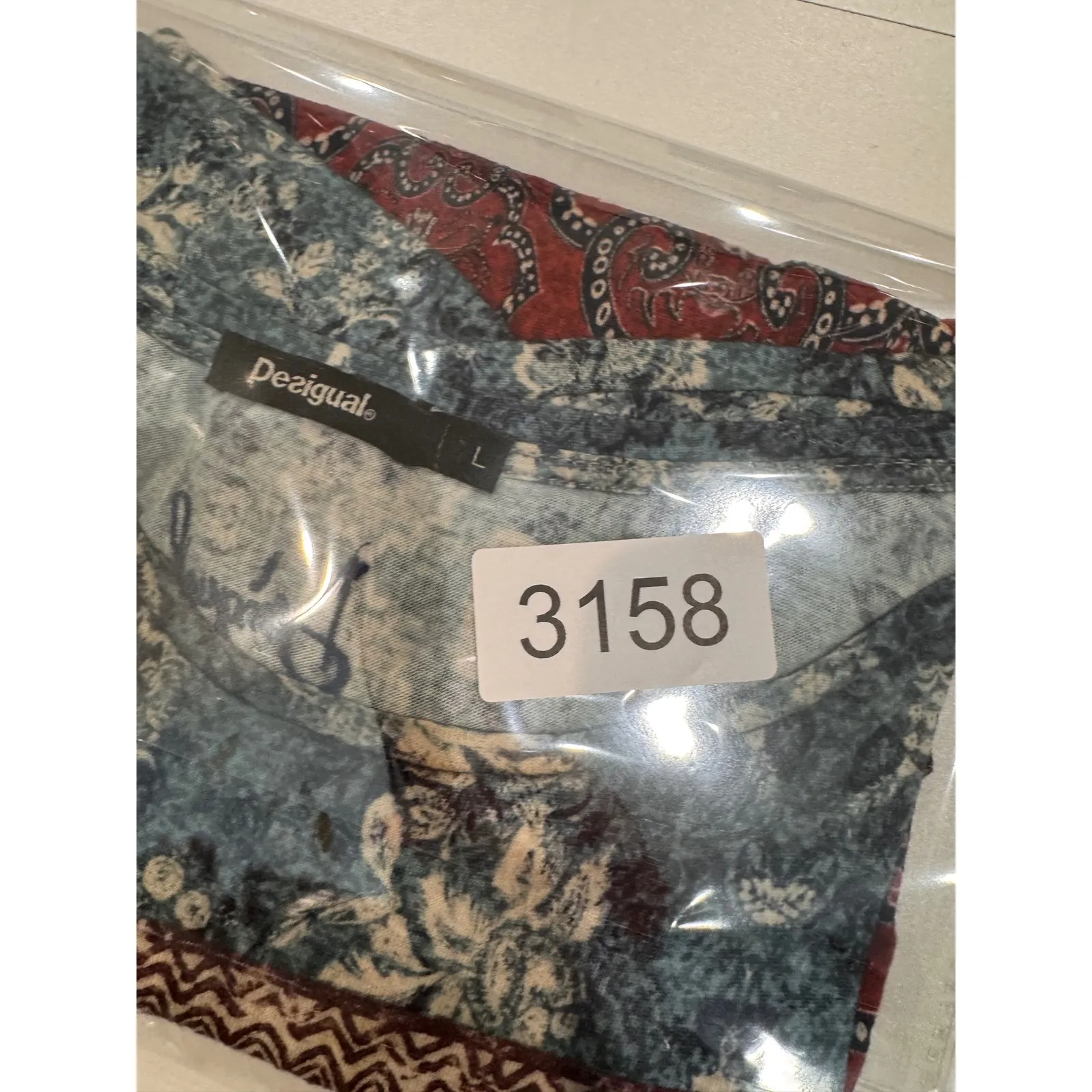 Desigual Women Size L Boho Short Sleeve Top Ethnic Geometric Vibrant Abstract - Image 10