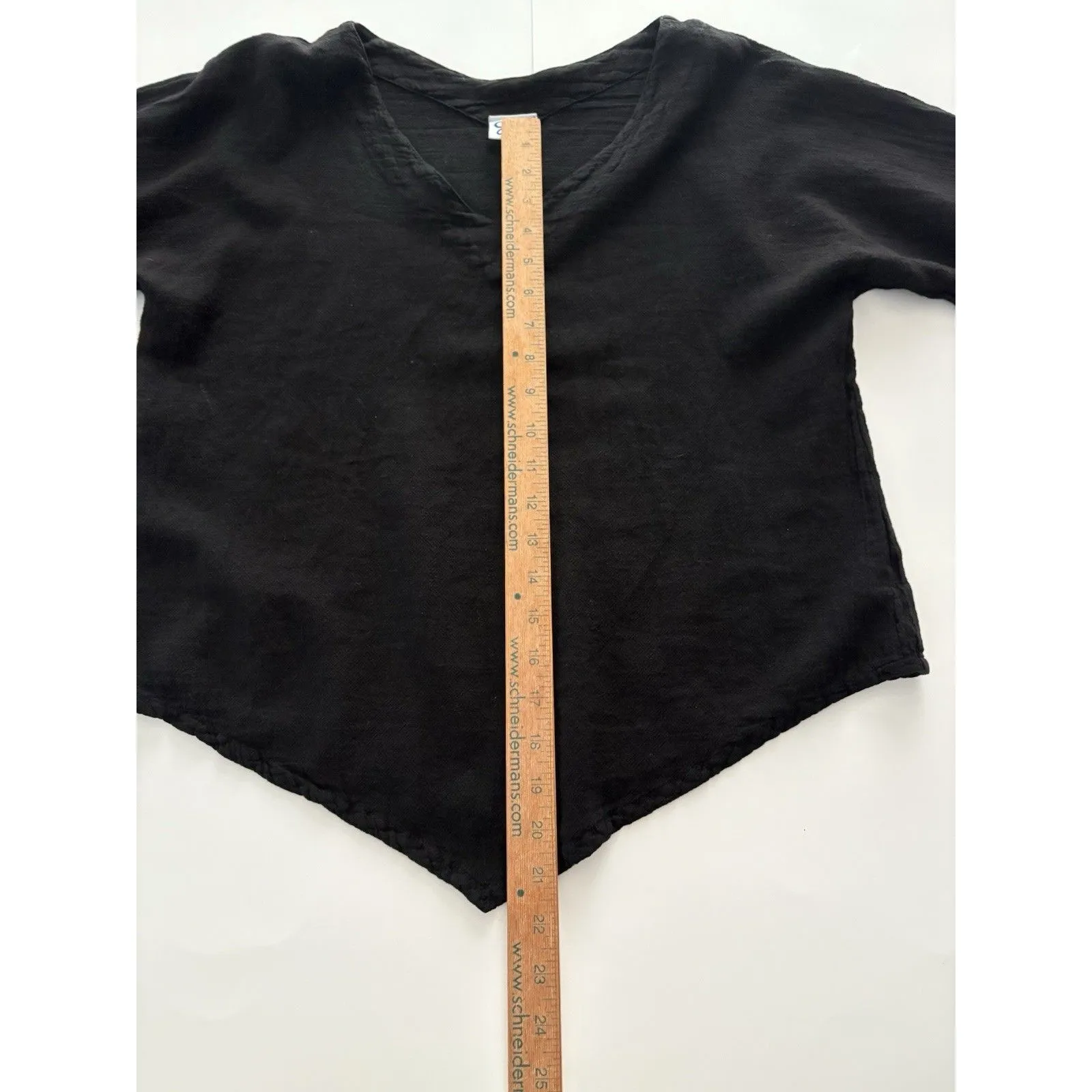 OH MY GAUZE Shirt Size 1 S/M Black Asymmetric Hem Artsy Lagenlook Beach Witchy - Image 5