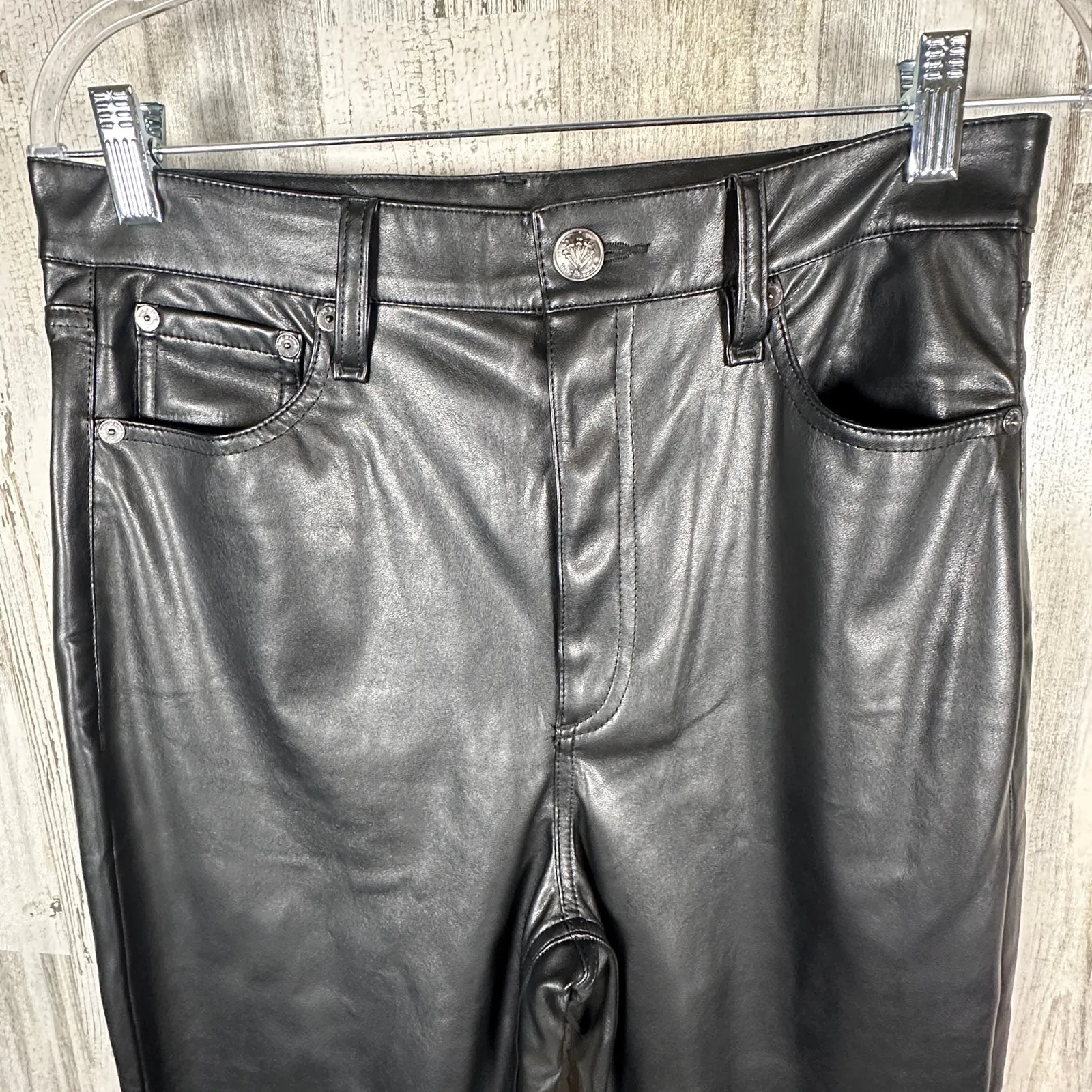 rag & bone Faux Leather Black Pants – Size 29 – Slim Straight Vegan – MSRP $325 - Image 4