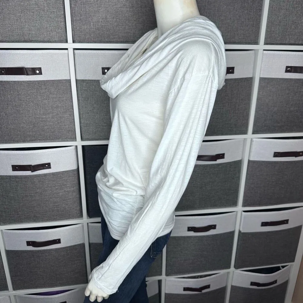 Lucy White Cowl Neck Hoodie Top Size XS - Image 10