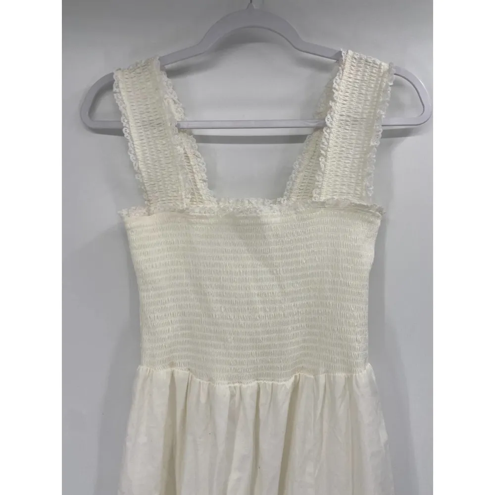 Reformation White Villa Dress Smocked Bodice Midi Bridal Size M - Image 4