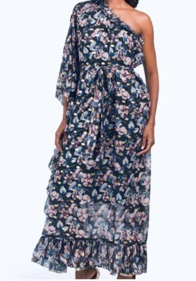 Dalia Macphee beautiful one-shoulder floral maxi dress NWT - Image 1