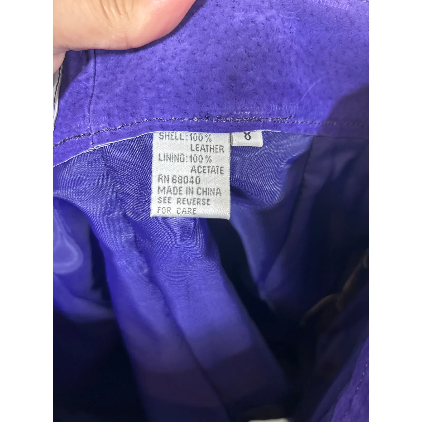 Vintage San Remo Leather Shorts 8 Purple Pleated Long Mom Lined Pebbled Suede - Image 10