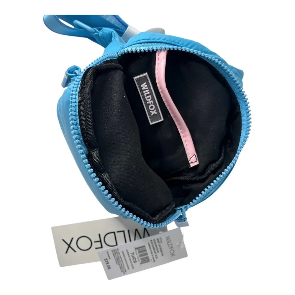 NEW Wildfox Parachute CROSSBODY Zip Sling Belt Bag HANDBAG Purse Blue Puffy NWT - Image 3