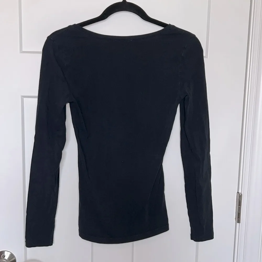 Solid Black Stretchy Fitted Long Sleeve - Image 2