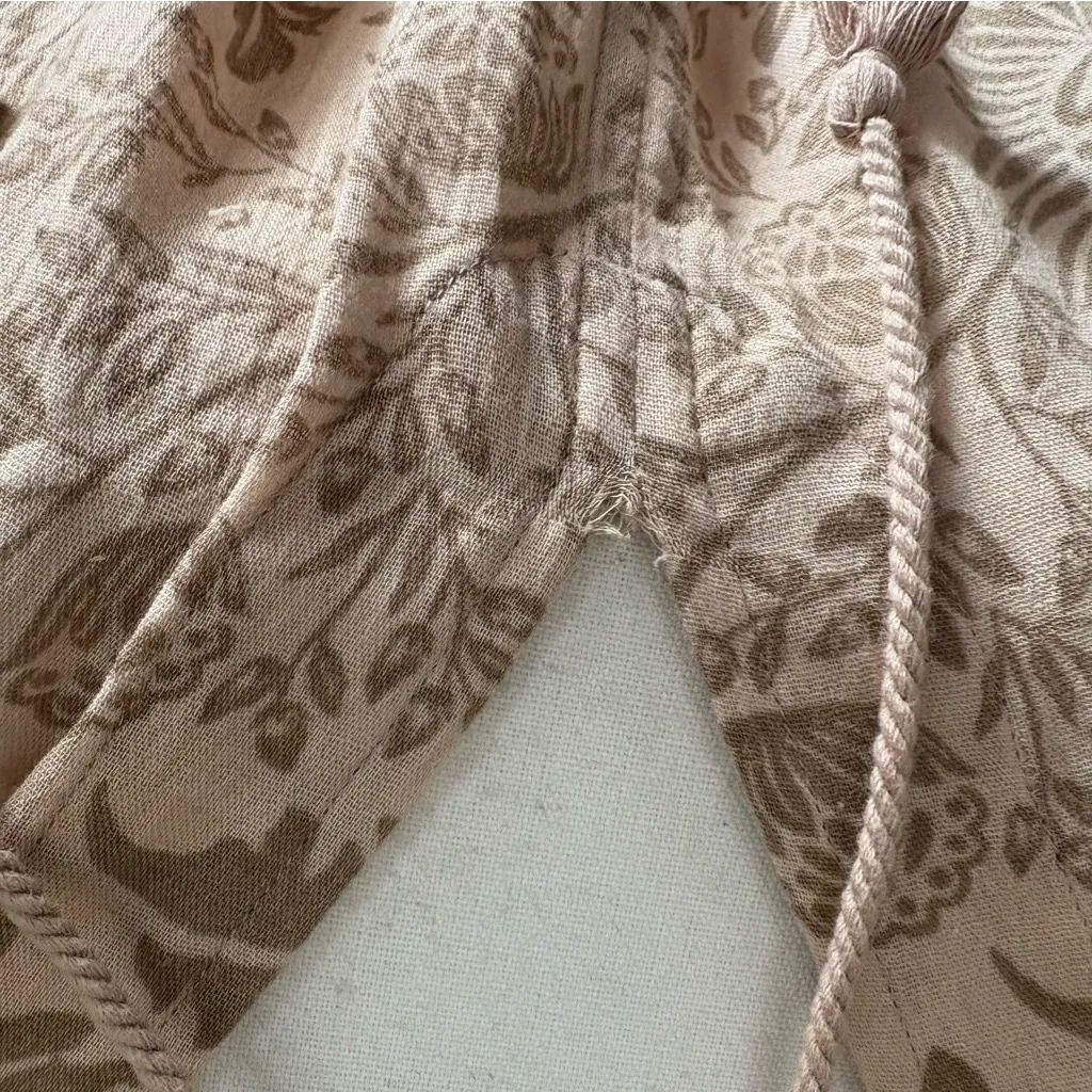 SPELL & THE GYPSY Lioness Boho Paisley Floral Ruffle‎ Tunic Dress in Smoke XS Tan - Image 5