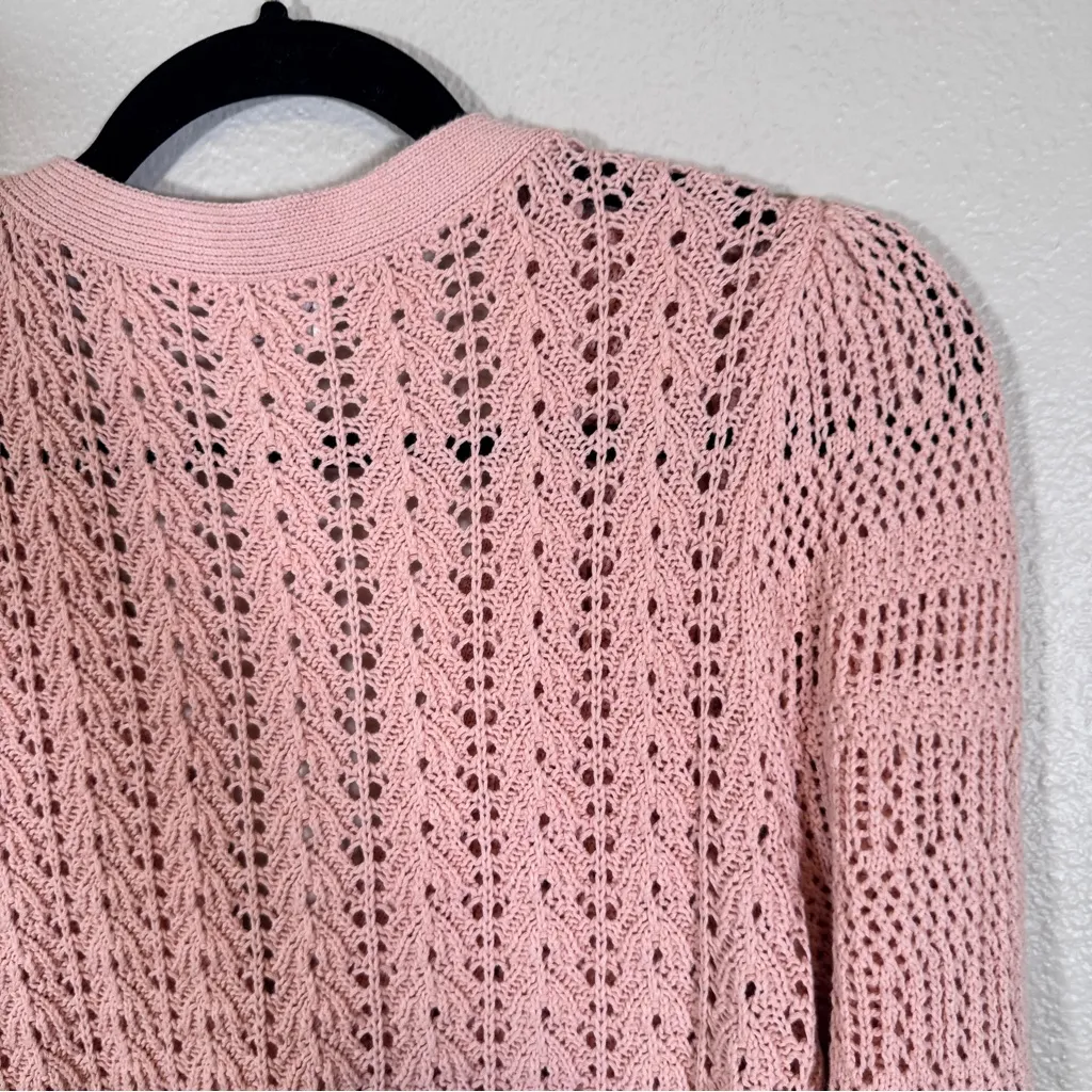 Wilfred Pink Crochet Open Knit Cardigan Sweater Womens M Fall Coquette Delicate - Image 2