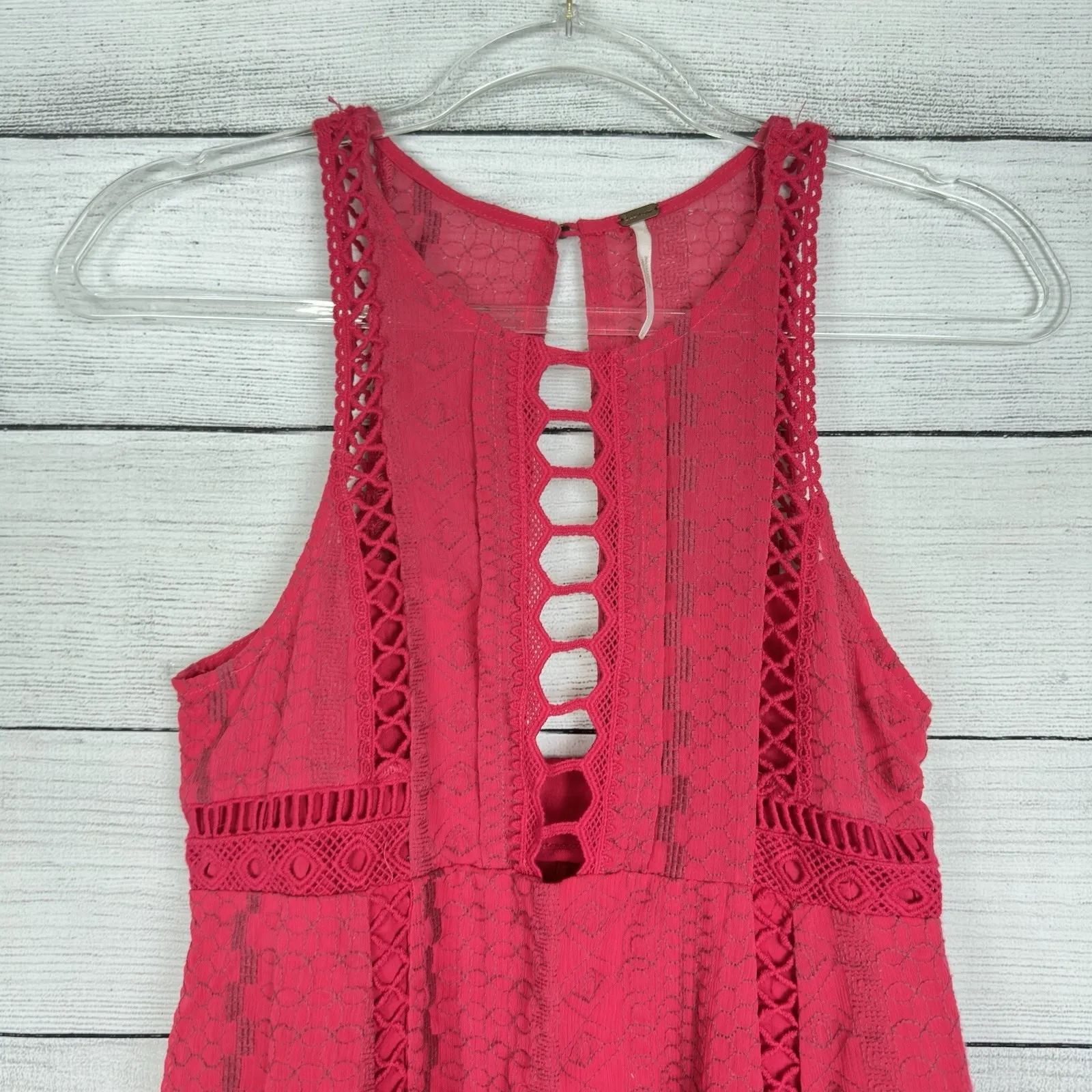 Free People Wherever You Go Crochet Lace Mini Dress Size XS/0 Boho Coquette Cute - Image 4