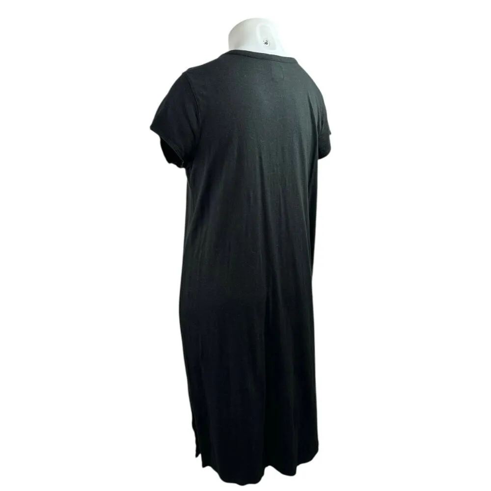 Gap Black Short Sleeve Round Neck Side Slit Tee T Shirt Midi Dress Size XL - Image 2