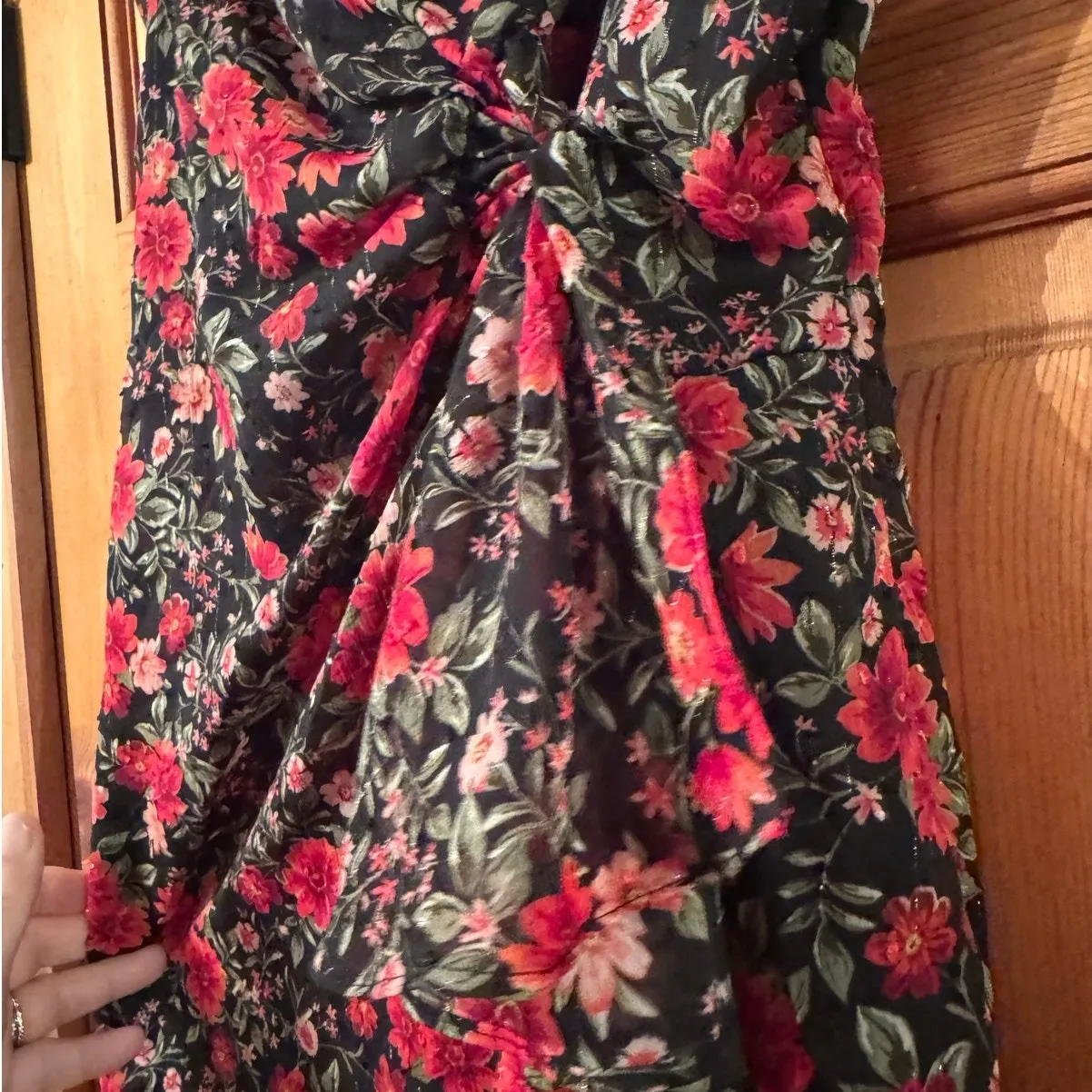 ROW.A Mini ditzy floral sundress faux wrap dark romantic garden party M Size 8 - Image 5
