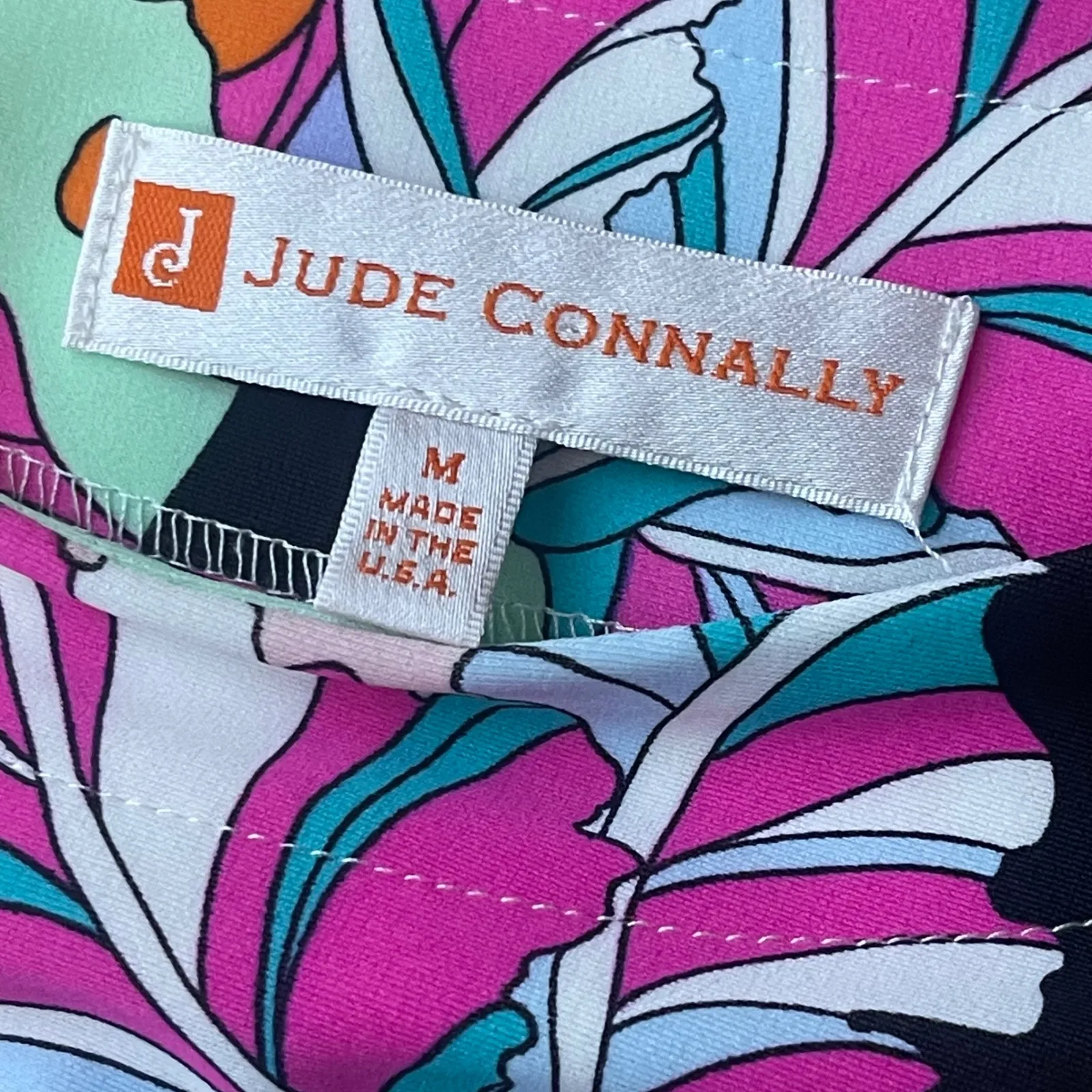 JUDE CONNALLY Ella Shift Dress Medium Colorful Floral Preppy Vibrant Beach Fun Pink - Image 4