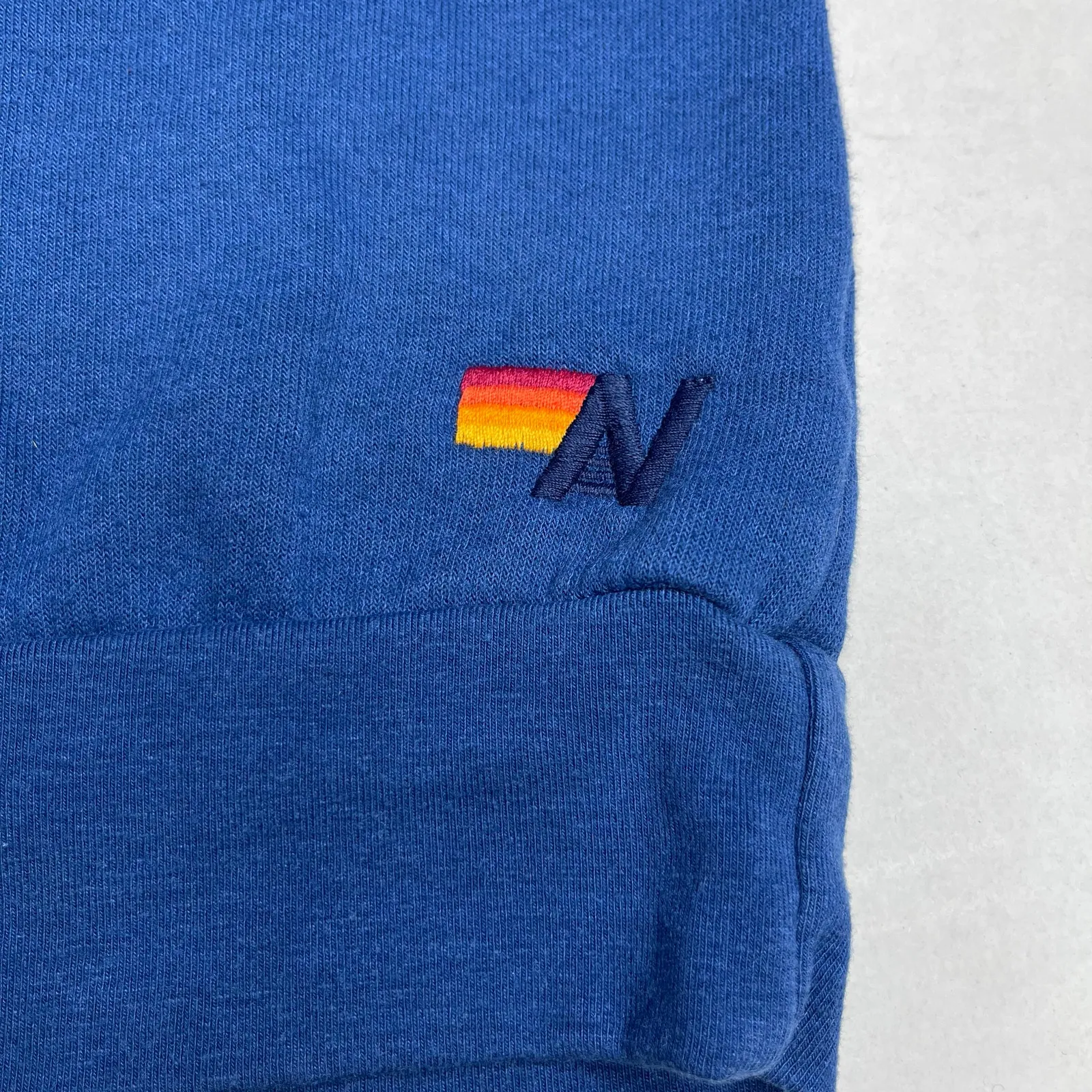 Aviator Nation x SoulCycle cropped crew sweatshirt Medium Blue smiley graphic - Image 8