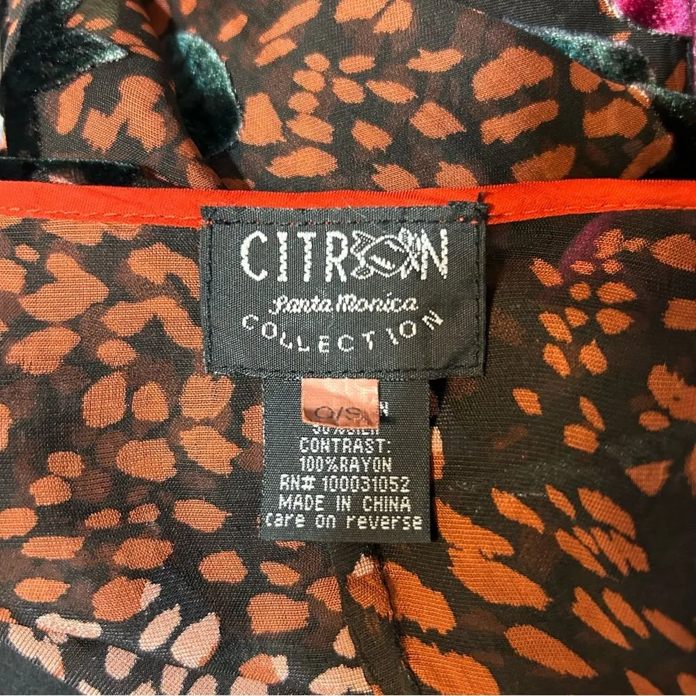 Citron Burnout Velvet Rose Spotted Sheer Kimono Silk Blend Witchy Whimsigoth Pink Size undefined - Image 13