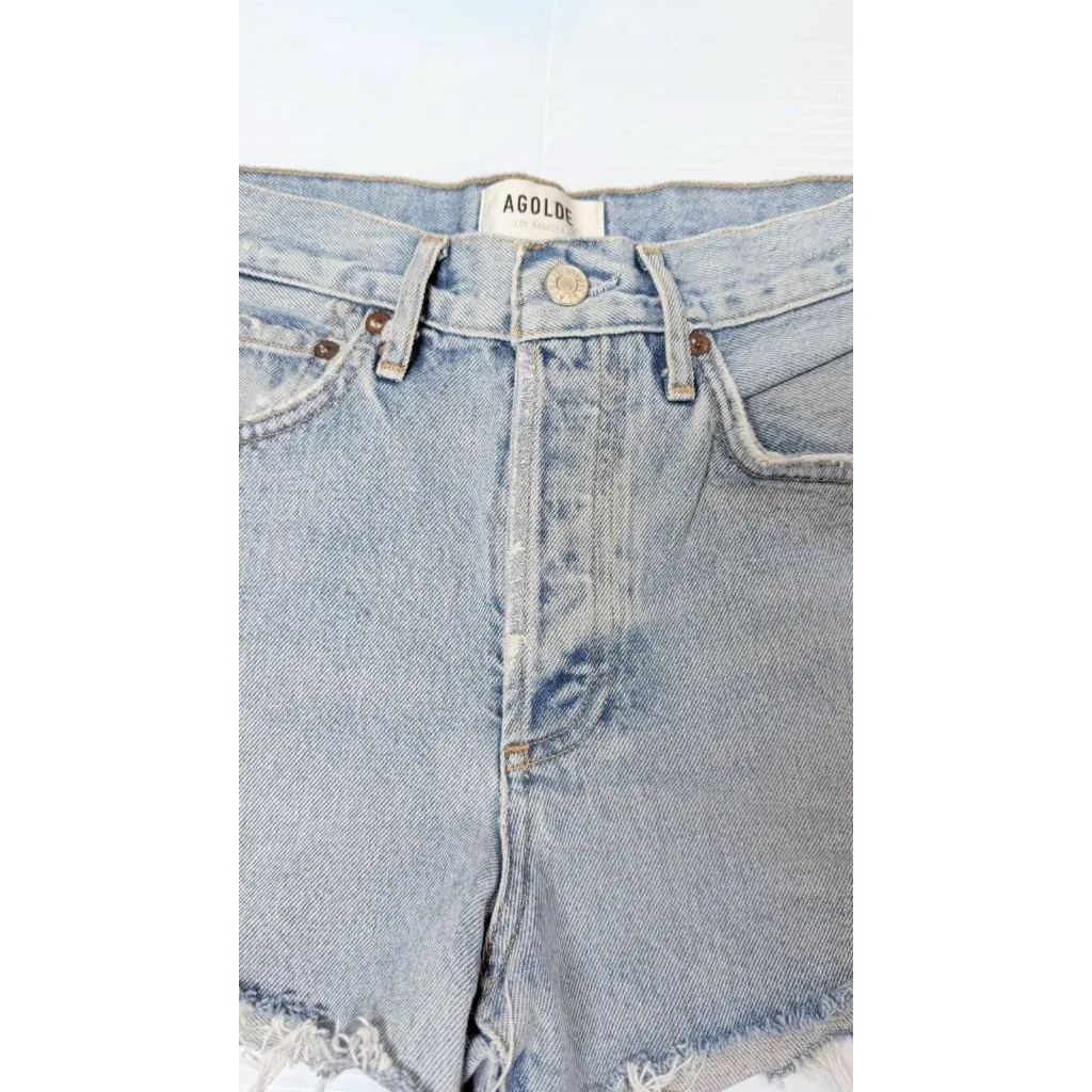 Agolde Parker Vtg Cut Off Denim Shorts Women Sz 24 Blue Rapture High Rise Button - Image 2