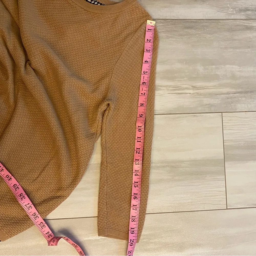 The Limited Faux Layered Tan Knit Sweater Top with 3/4 Length Sleeves, small - Image 11