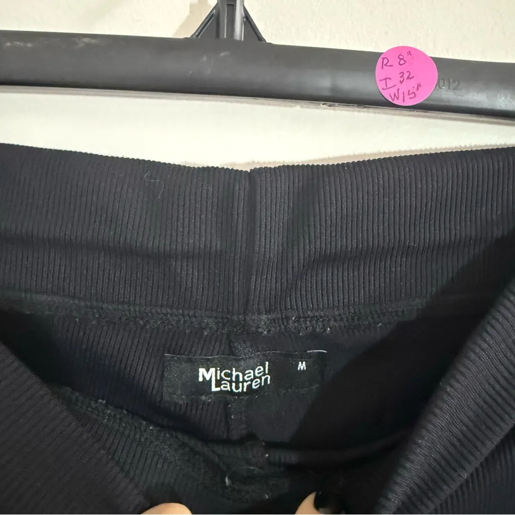 Michael Lauren Ribbed Black Leggings Size Medium - Image 2