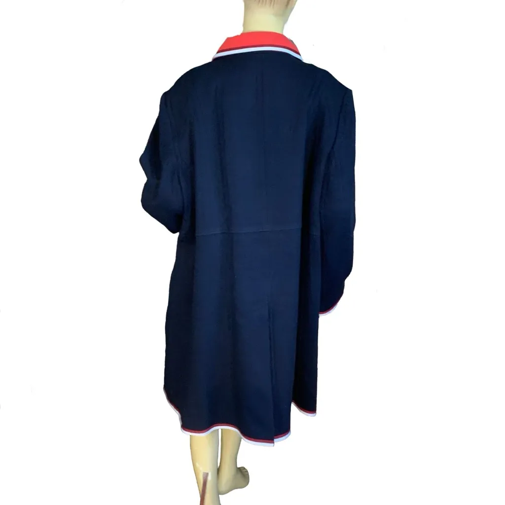 TALBOTS BLUE, RED & WHITE COTTON TRENCH JACKET (22W) - Image 6