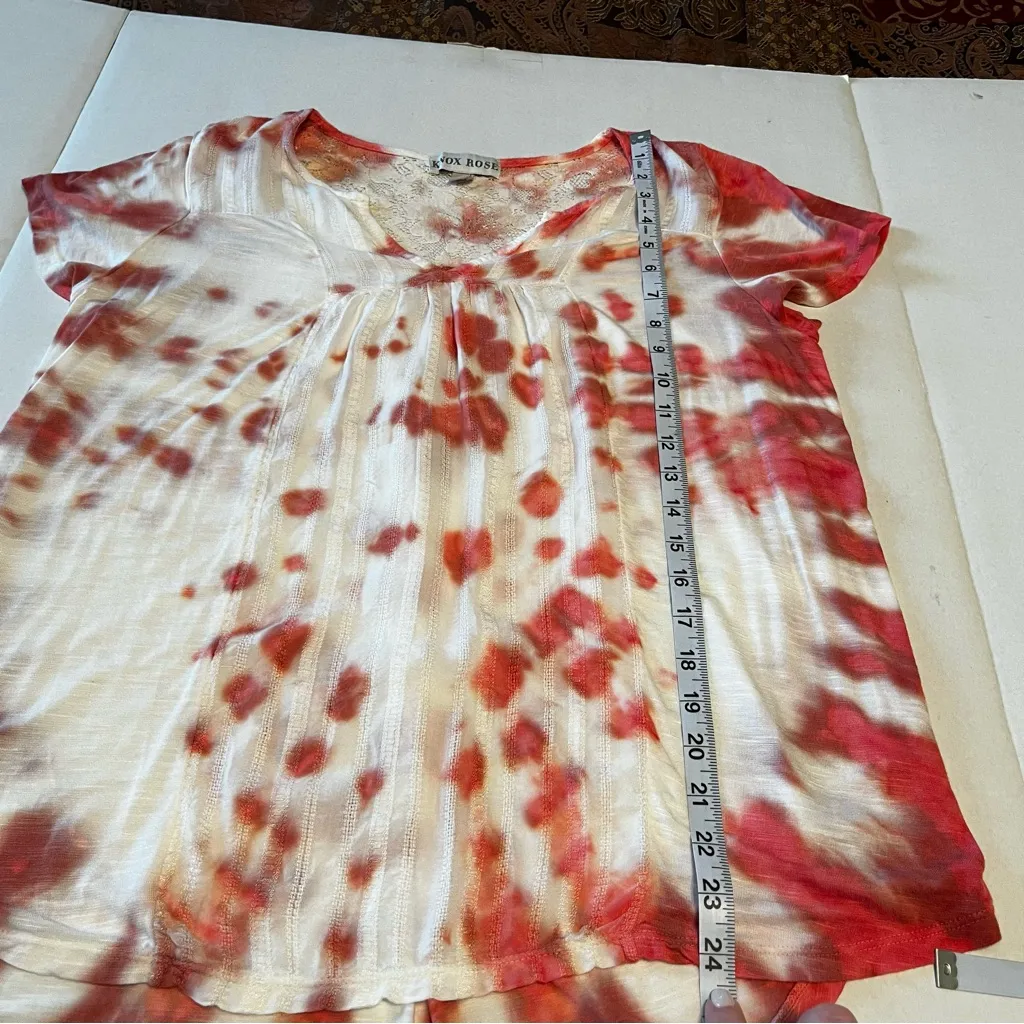 Knox Rose Womens Size Medium Shrimp Pink‎ Peach Tie Dye Top Shirt Boho Bohemian - Image 8