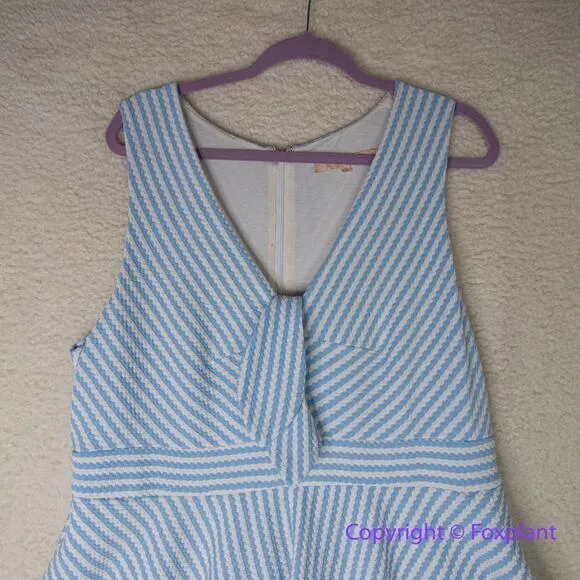 Hutch Anthropologie baby blue and white Bowtie Dress, women plus‎ size 1X - Image 3