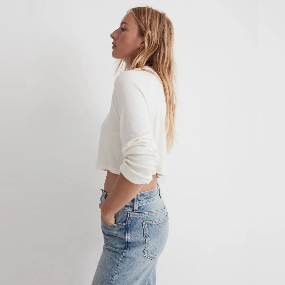 Raglan Super cropped Long Sleeve Tee in Lighthouse Cream Size XS NWT - Image 3