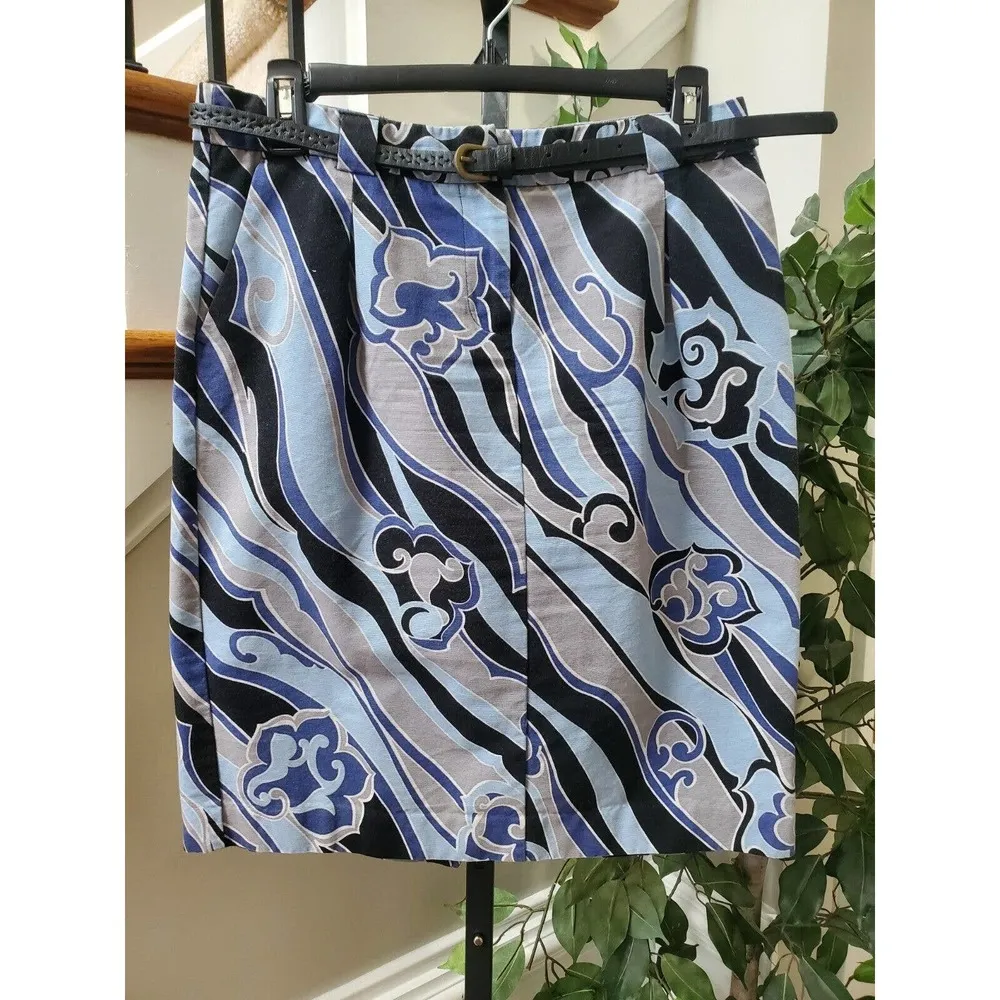 Apostrophe Women's Blue Cotton Pencil & Straight Casual Knee Length Skirt Size 4 - Image 11