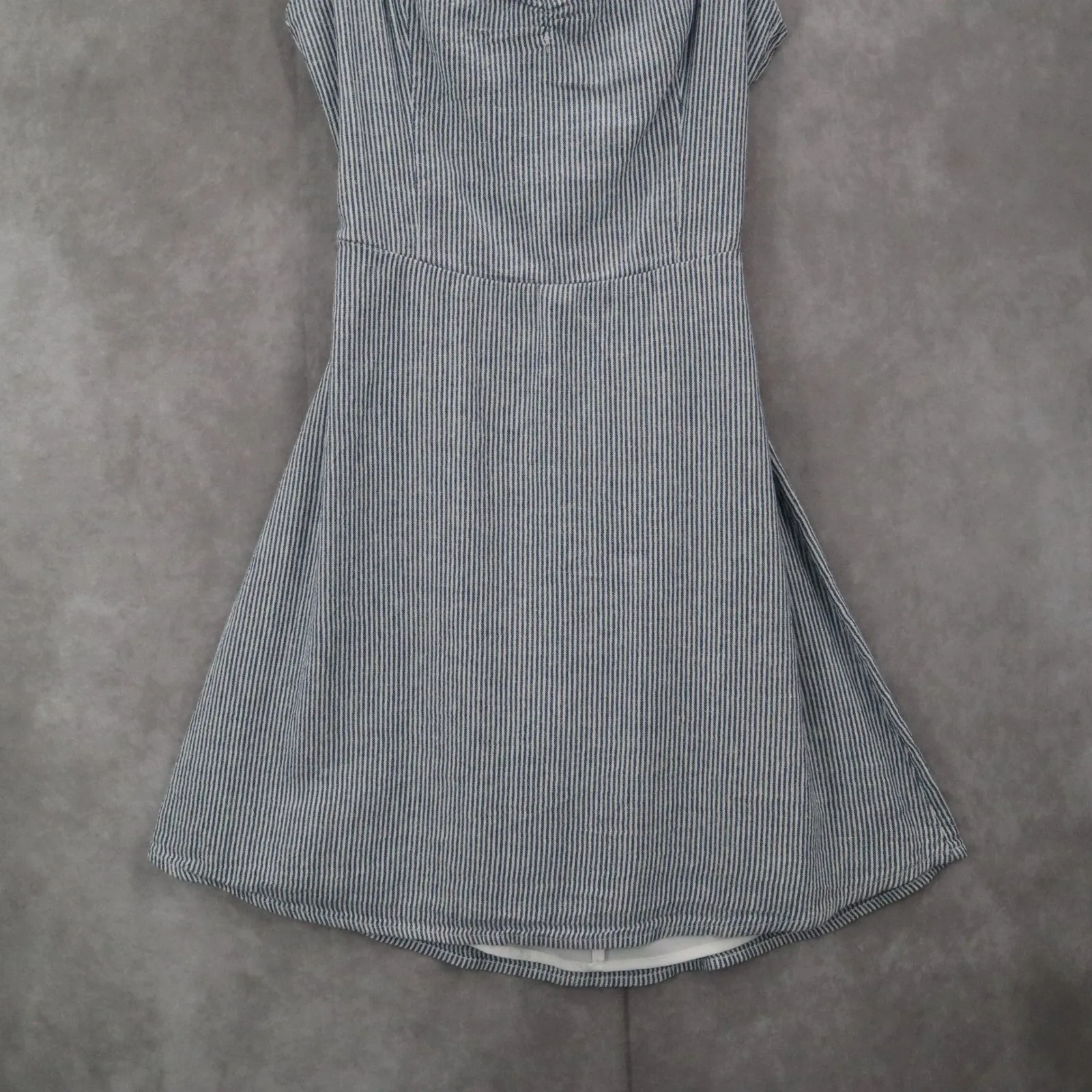Hollister Blue Stripe‎ Fit Flare Cutout Nautical Beach Tie Preppy Dress Small S - Image 4