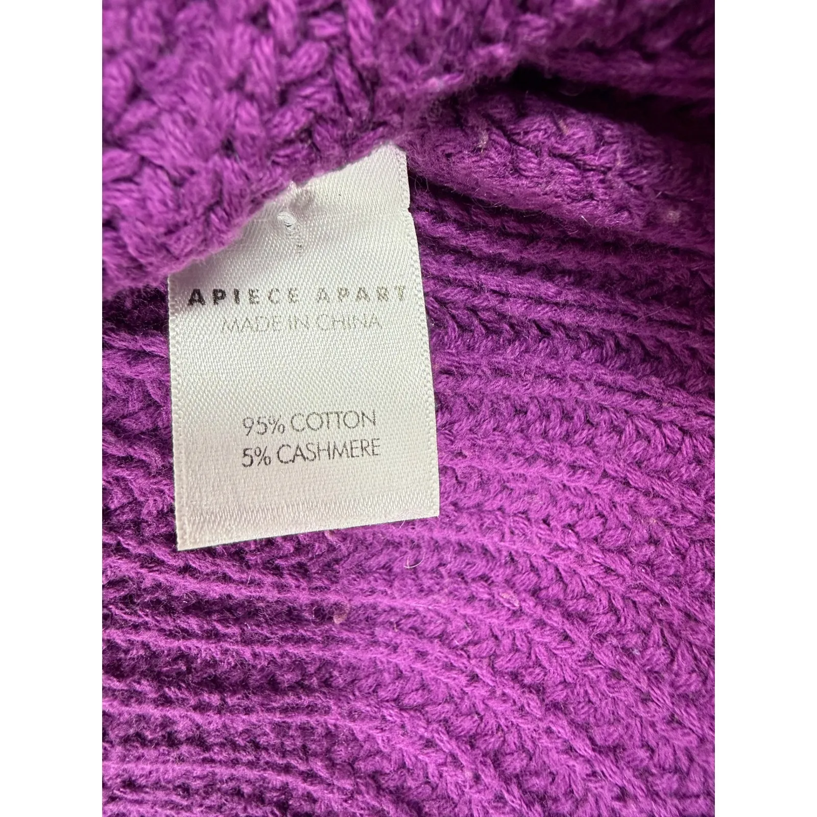 APIECE APART Purple Mock Neck Balloon Sleeve Knit Sweater Cashmere Blend XS $395 - Image 5