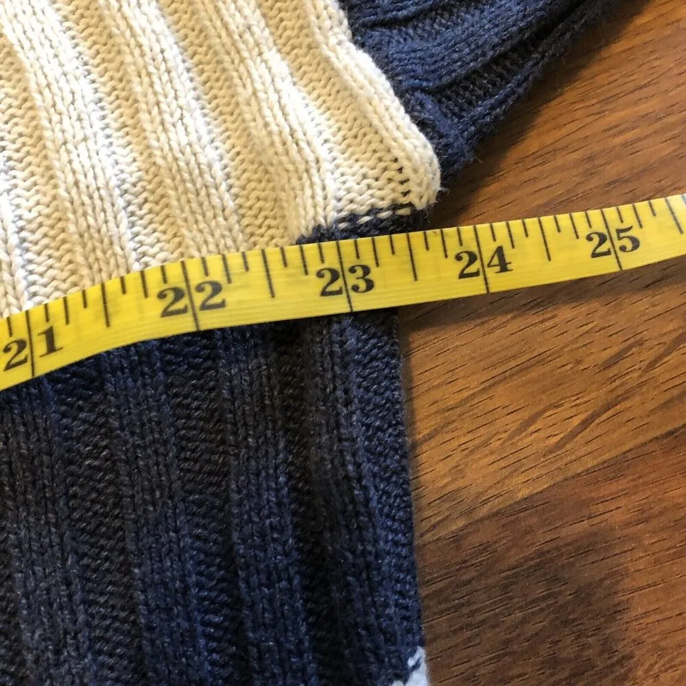 Women's American Eagle Navy White Striped Nautical Cropped Cardigan Size M - Image 3