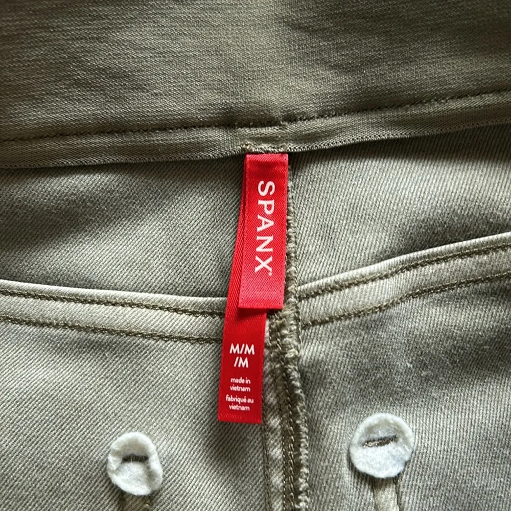 Spanx Stretch Twill Straight Leg Pants Olive Oil Green Pull On Women Size Medium - Image 9