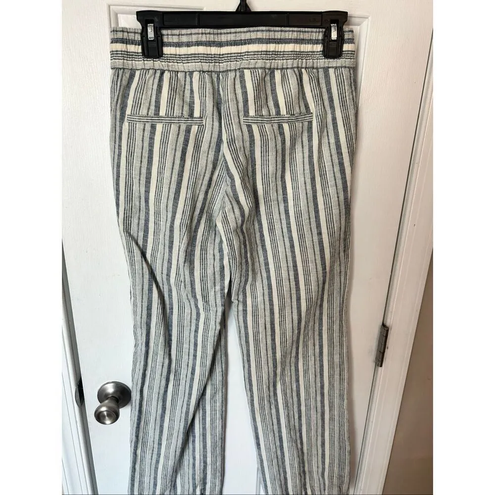 Ann Taylor linen stippled pants beach attire size xs blue and white - Image 5