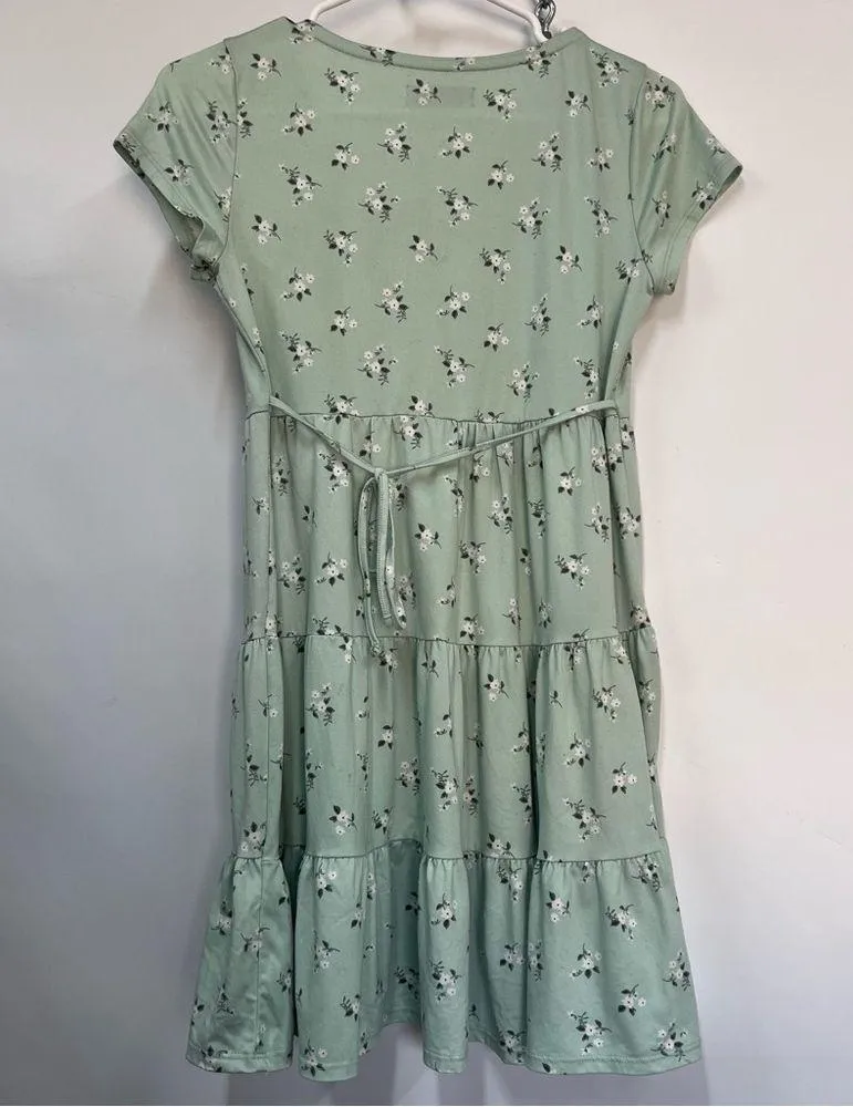 Hollister small Mint Green Floral babydoll Dress - Image 2