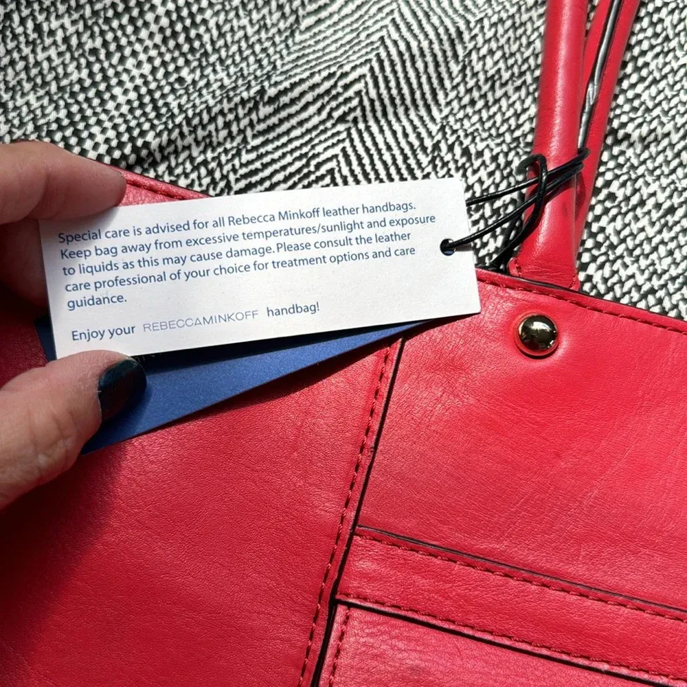 Rebecca Minkoff Poppy red Leather MAB Large Tote Shoulder Bag Portfolio NWT - Image 16