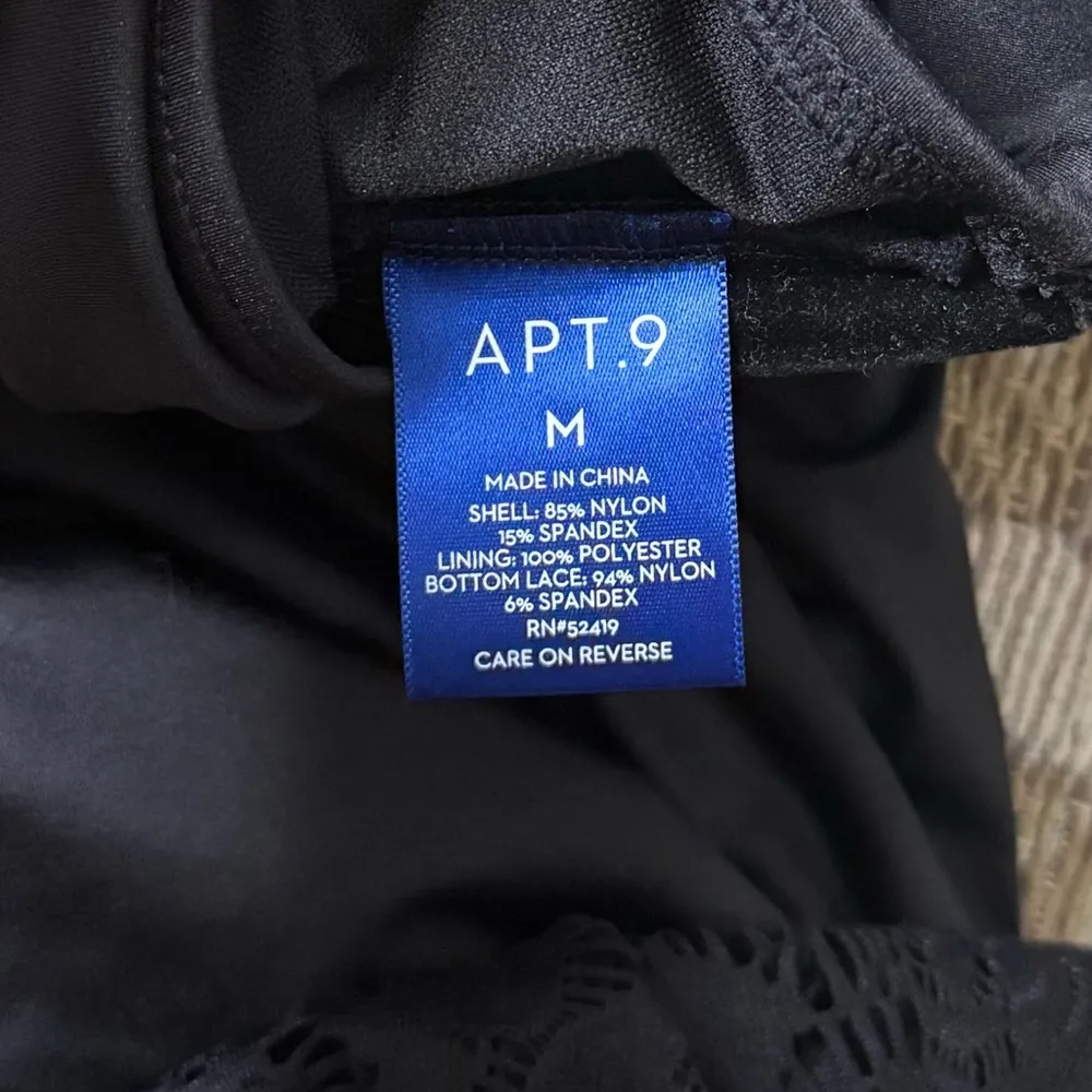 Apt. 9 Swimdress One Piece Swimsuit Swim Dress Black Lace Strapless M Medium - Image 4