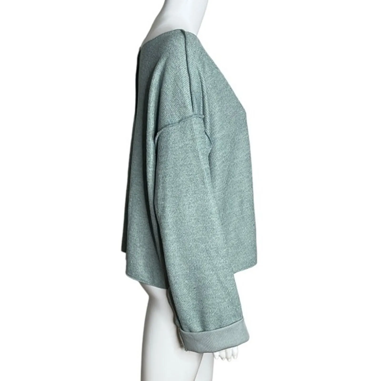 Urban Outfitters‎ Shirt Womens Small Green Cropped Boxy Top Oversized Lagenlook - Image 2