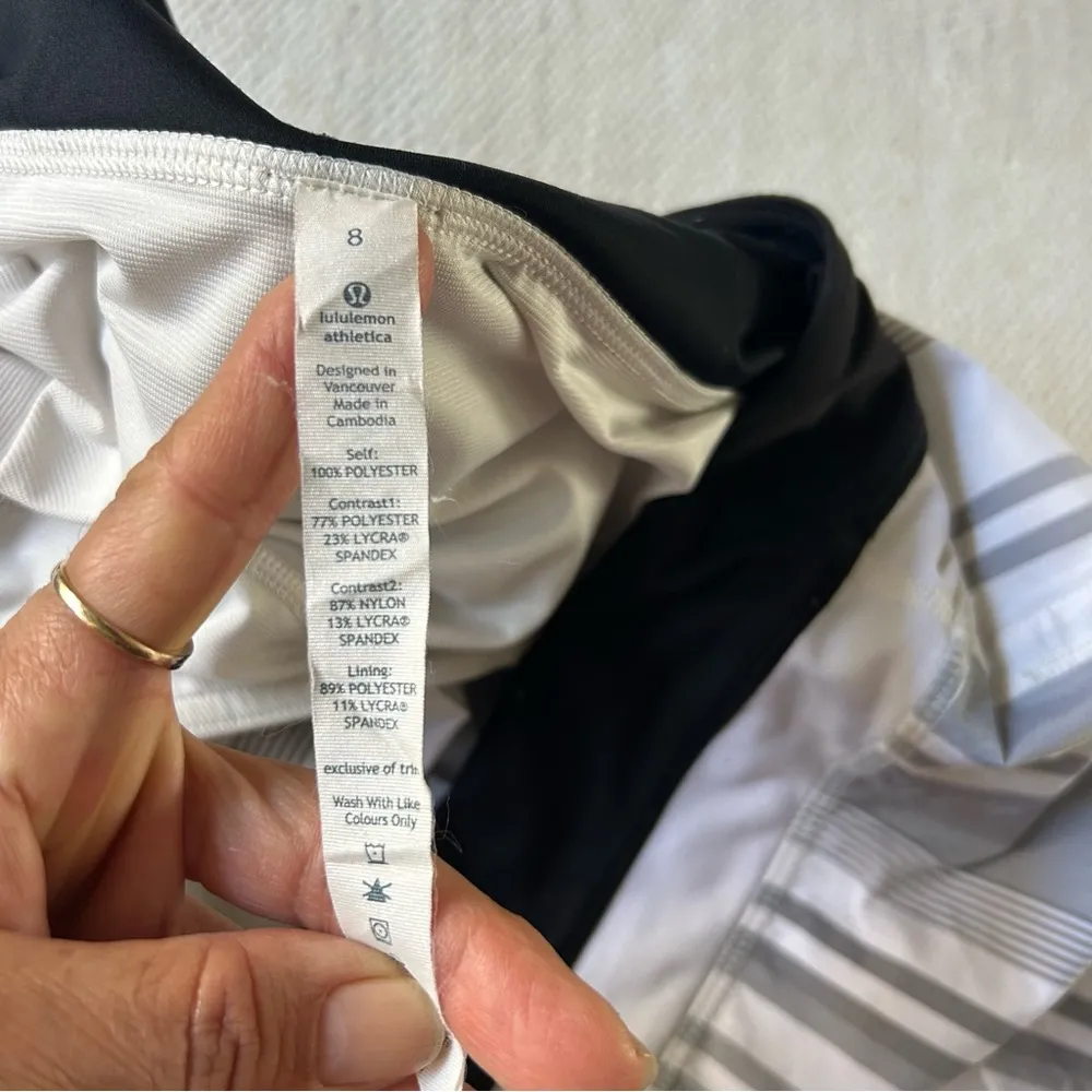 Lululemon Women's Black and White Striped Shorts - Image 4