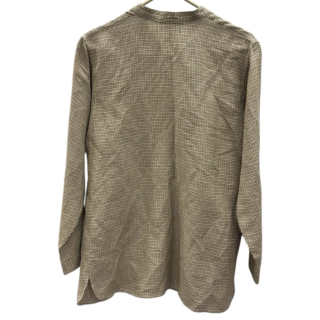 Marsh Landing Vintage Linen Blend Button Up Long Sleeve Tunic Blouse Womens S - Image 8