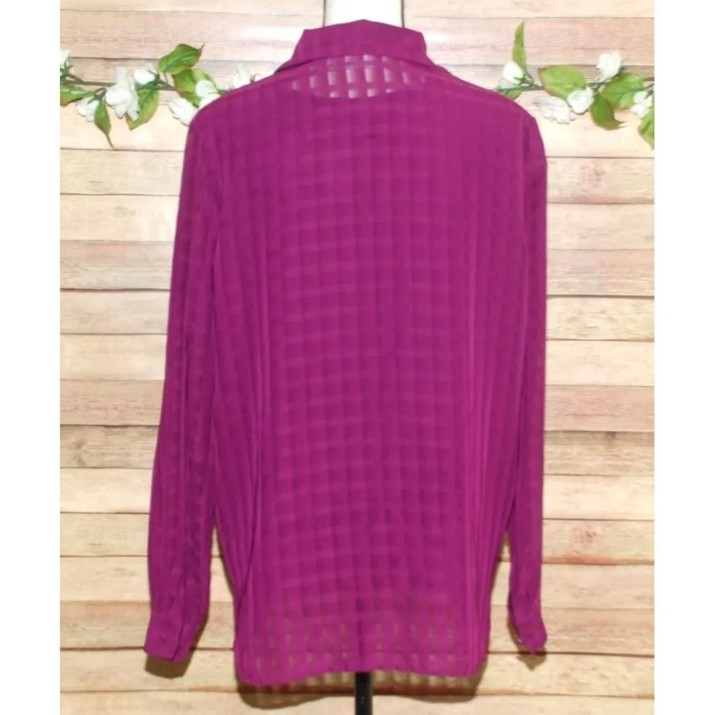 Liz Baker Purple Sheer Blouse Button Up Top & Tank Cami Set 12 Career Church - Image 8