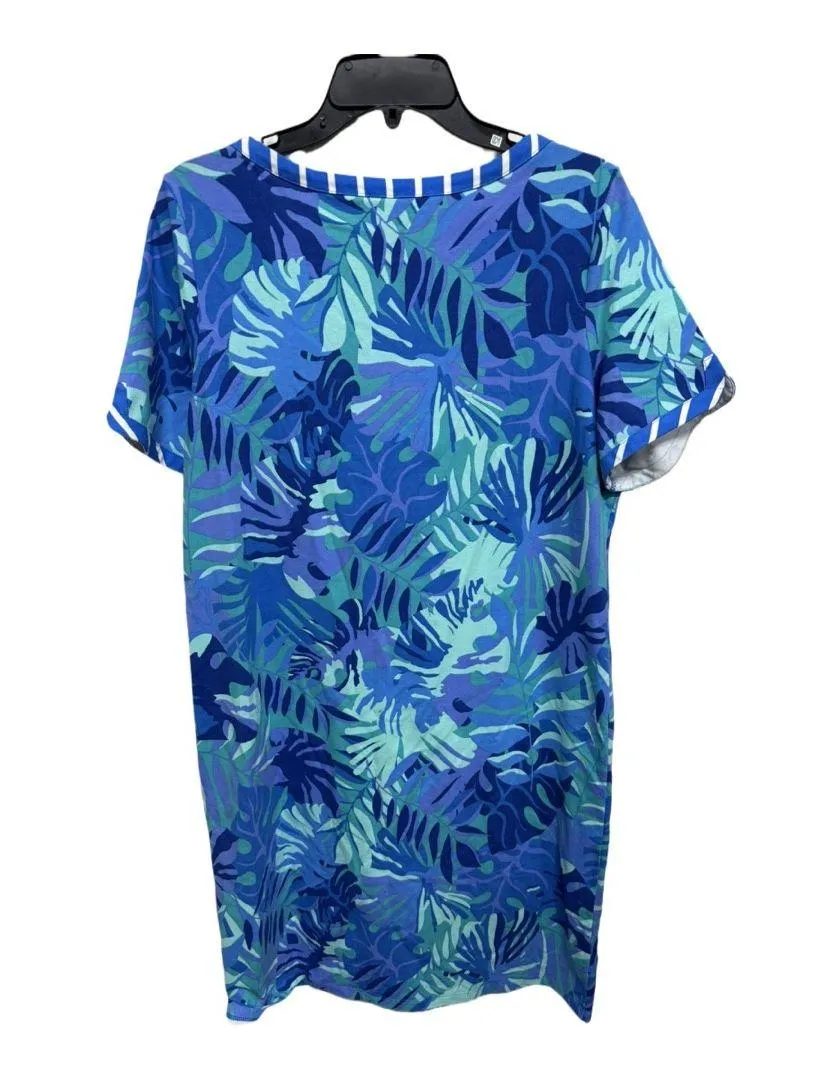Chico's Women's Blue Lush Foliage Nikki Boat Elbow Mini Dress Size 1 Large - Image 4