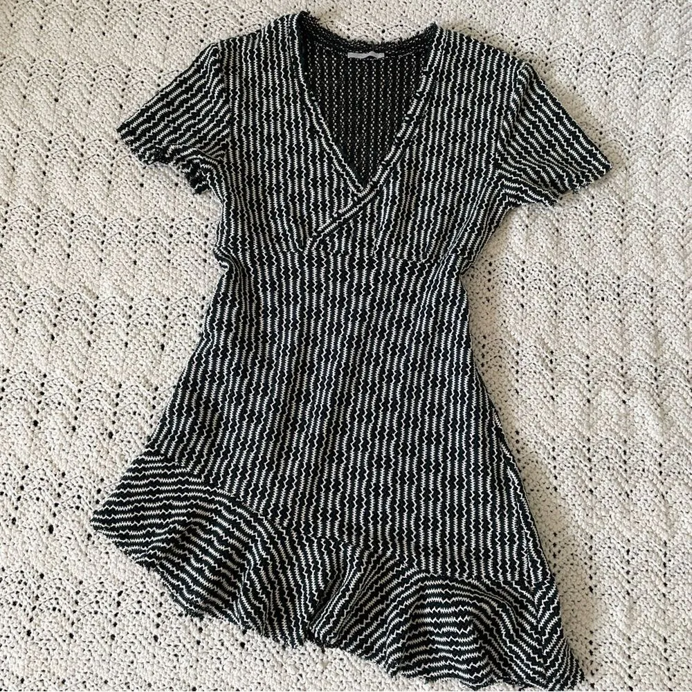 Zara W&B Collection Striped Crochet Faux Wrap Dress Green/White (Medium) beach - Image 9