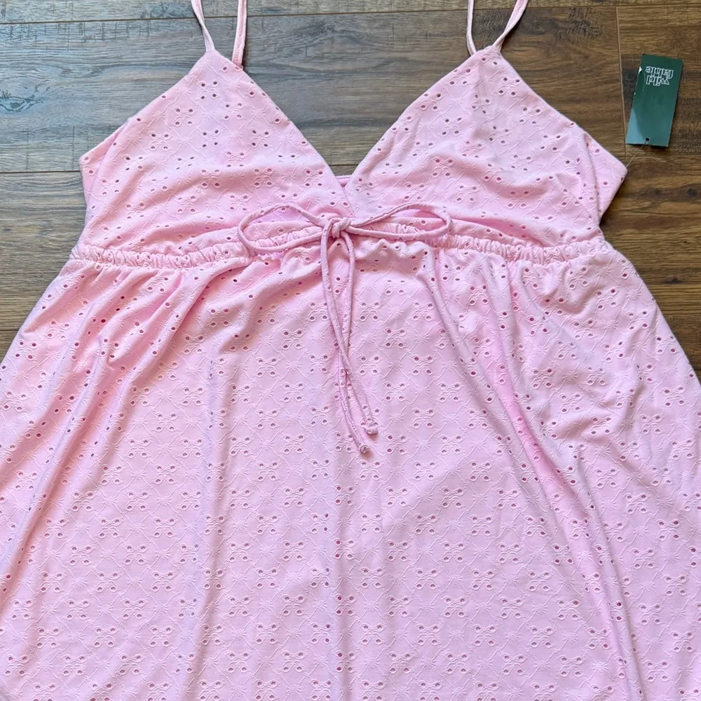 Wild Fable Women's Sleeveless Triangle Cup Mini Eyelet Dress Pink Size 2X NWT - Image 4
